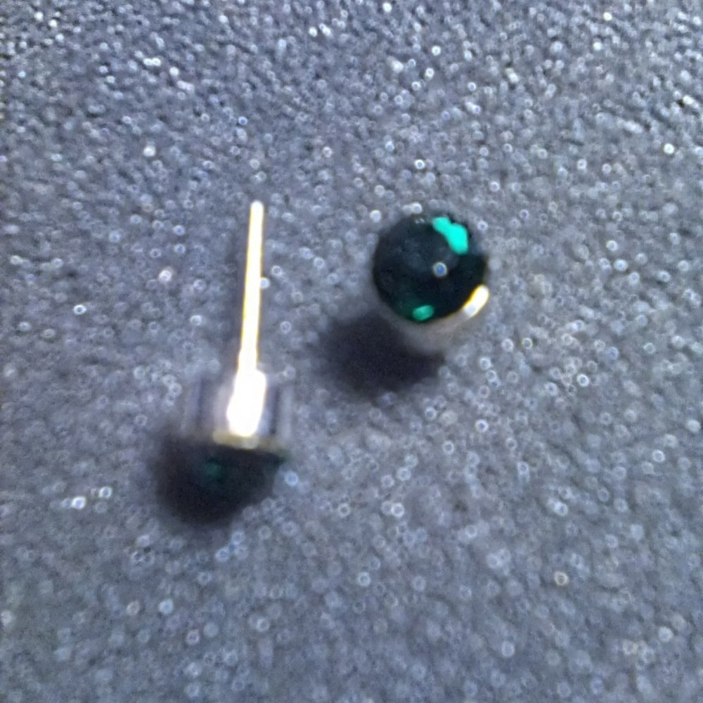 Created Emerald Titanium Post Stud Earrings - image 2